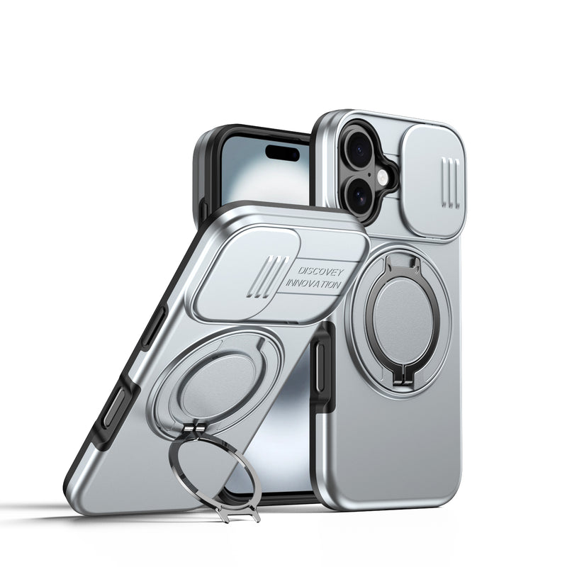 360 Ring Kickstand Hybrid Armor Case Compatible for iPhone 17 Pro Max Slid Camera Lens Protect
