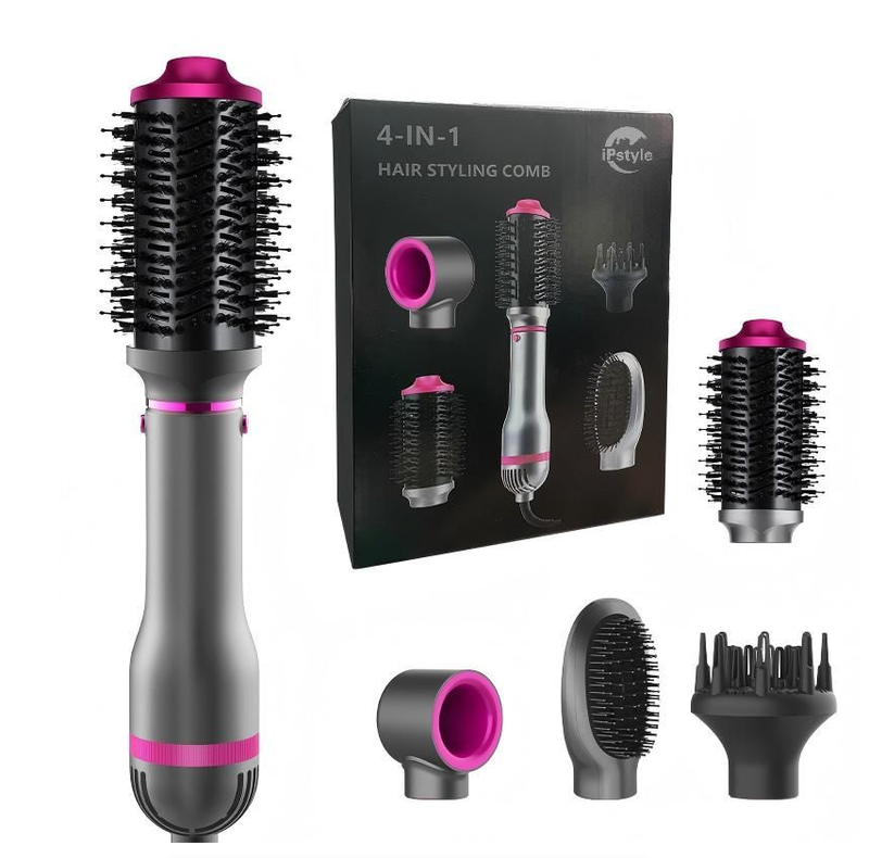 Hair Dryer Hot Air Brush Electric Ion Blow Dryer Brush- Four Changeable Brush