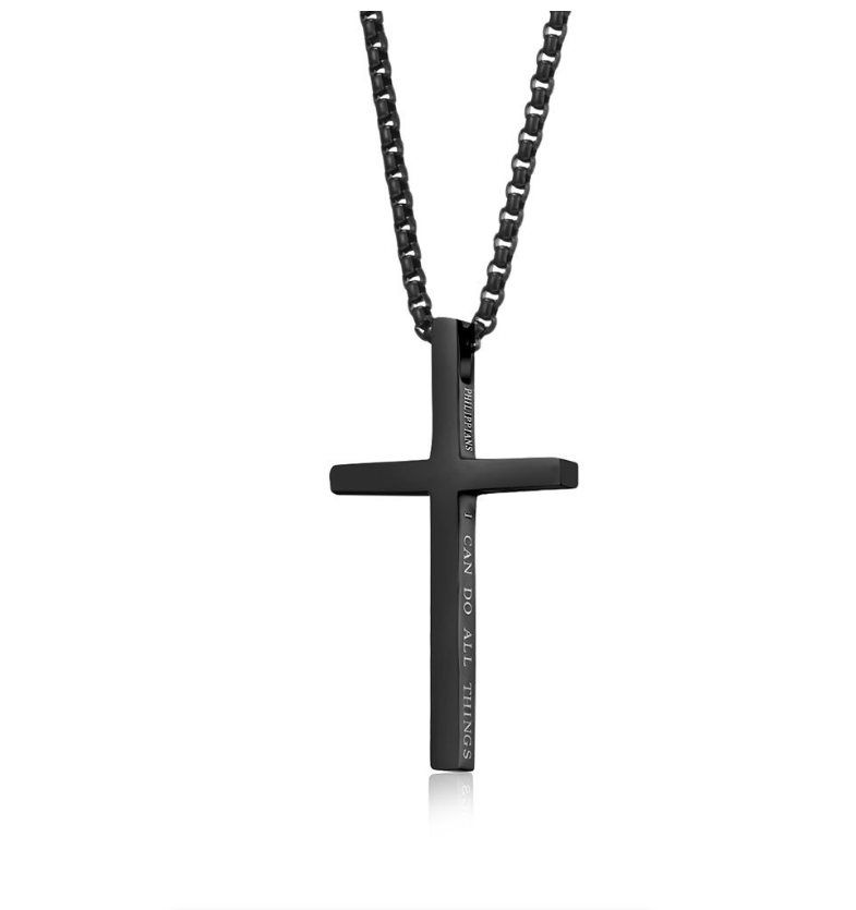 Men's Necklace - Trendy Philippians I Can Do All Things Cross Necklace