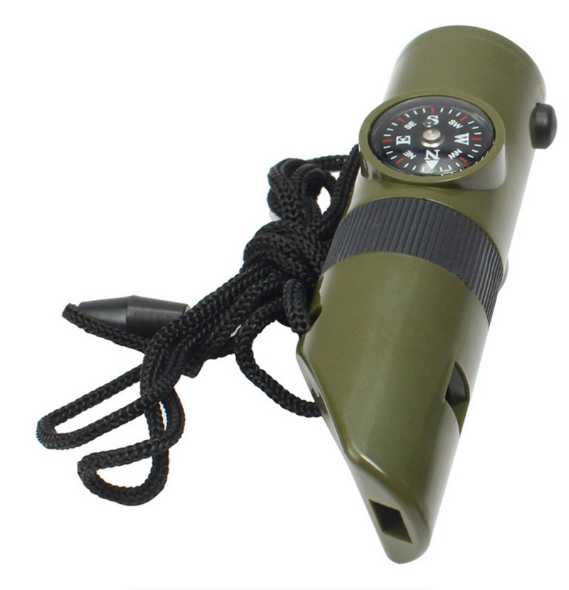 7 in 1 Jungle Survival Whistle Hiking Whistle Compass Mirror Flashlight