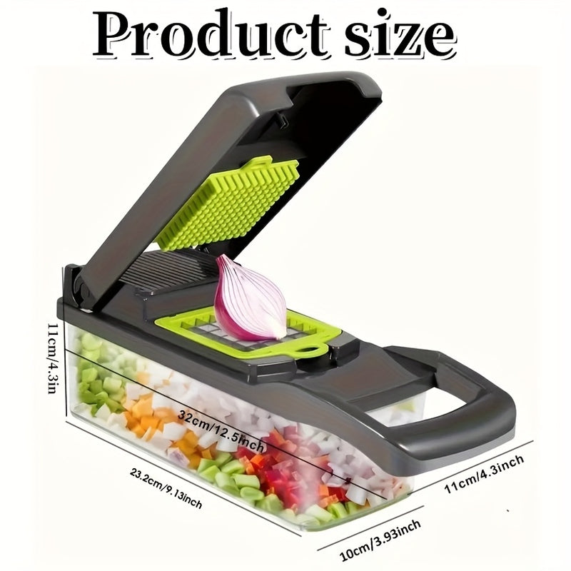 16-Piece Manual Vegetable Chopper Set – With Container & Multiple Blades