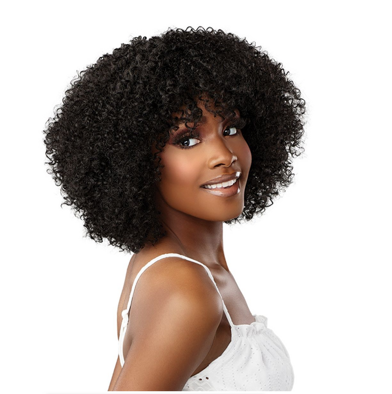 IPSTYLE Afro Kinky Curly Hair Wigs Bangs Soft Fluffy Synthetic Fiber None Lace Wigs