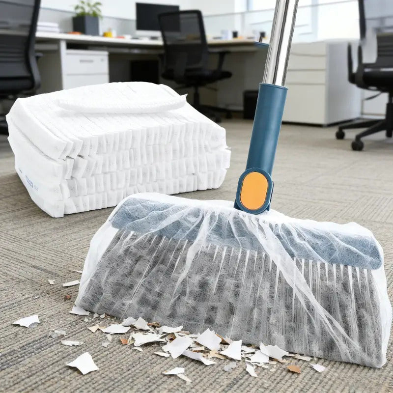 100Piece Disposable Broom Covers, Anti-Tangle Sweeping Bags for Hair & Dust Cleaning