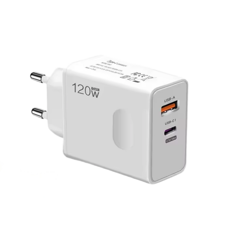 120W Fast Charger USB 3.0 Type-C 2 In 1 Charge Adapter For Phones