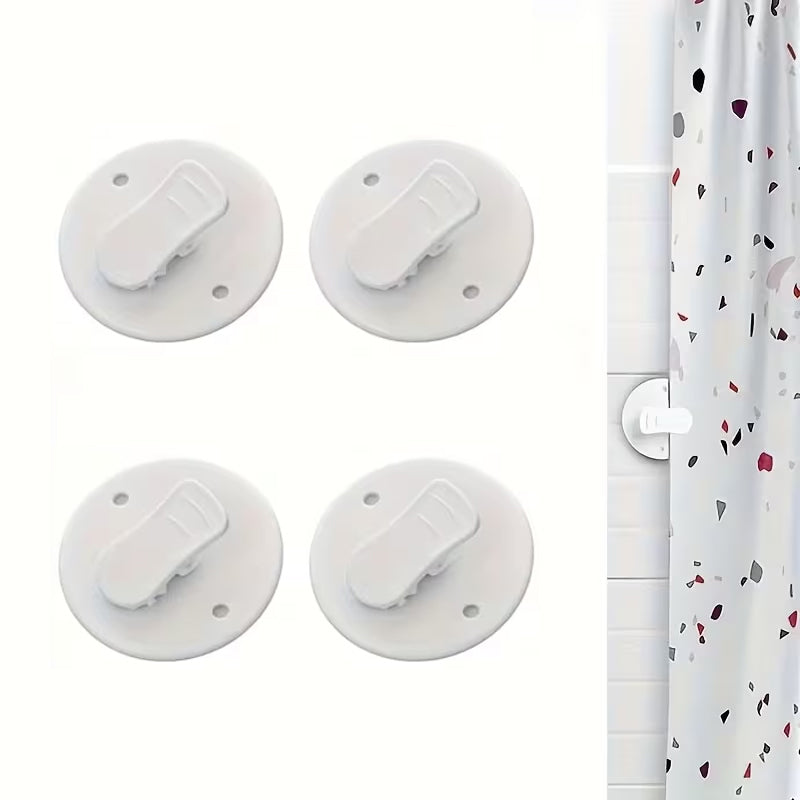 4Piece Shower Curtain Windproof Clips, Adhesive Splash-Proof Curtain Weight Holders