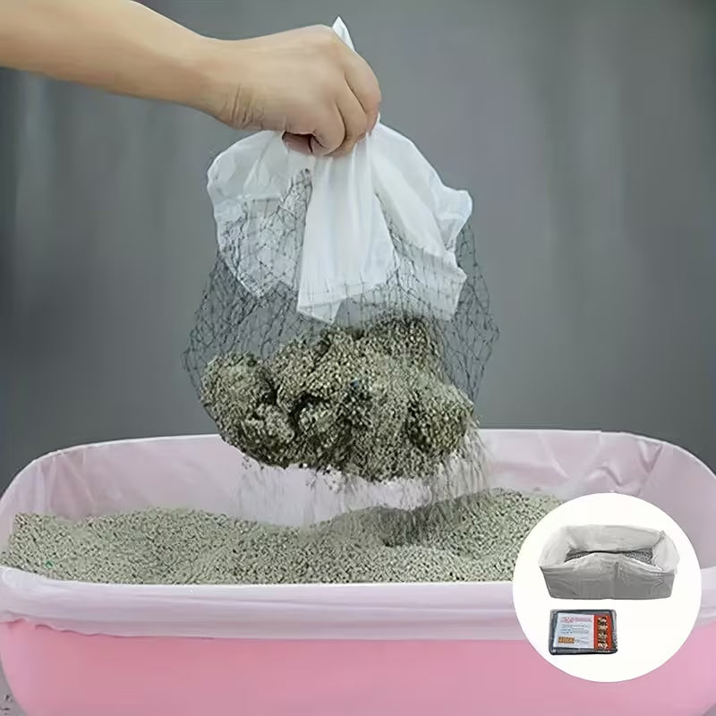 10Piece Large Disposable Cat Litter Filter Bags, Thick Plastic Sifting Litter Box Liners