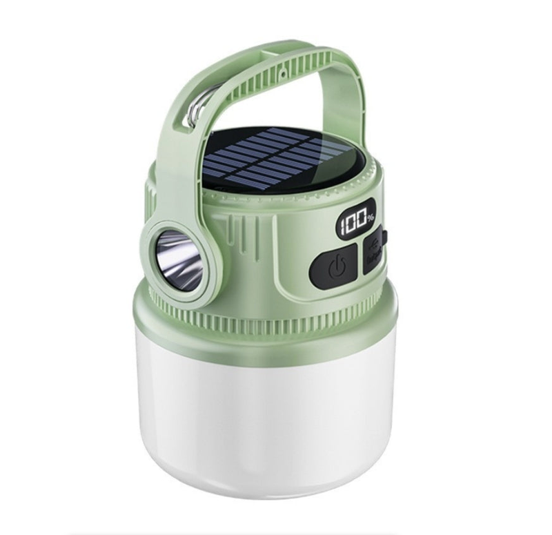 LED Camping Lamp Solar & USB Dual Light Source for Outdoor Garden BBQ