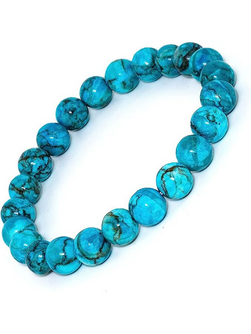 Natural Gemstone Bracelet 8mm Round Beads Healing Blue Magnesite Turquoise