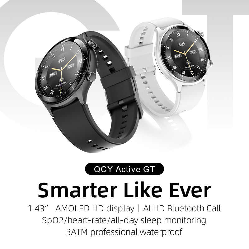 QCY Active GT S7 Smart Watch, 1.43" AMOLED, Bluetooth Calling, 12-Day Battery