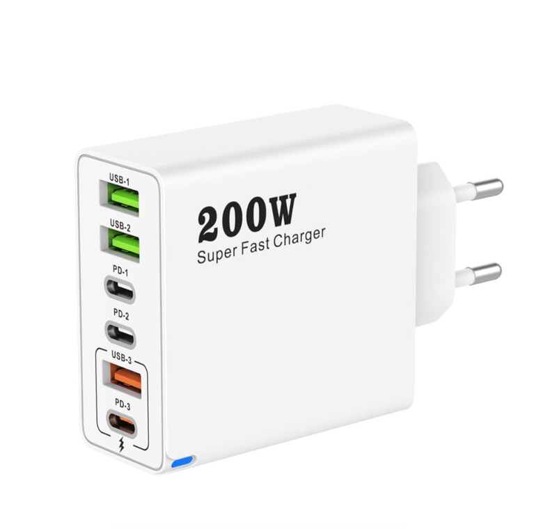 6 Ports Fast Charger USB C Multi Ports PD Quick Charge Wall Phone Adapter