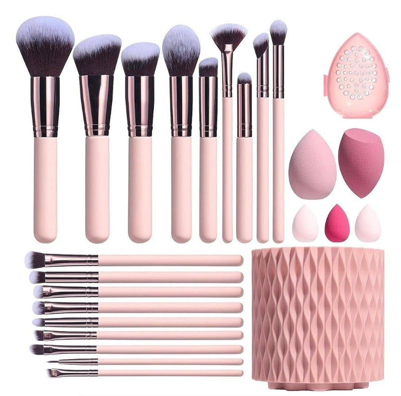 18 Pieces Makeup Brushes Set with 5 Sponges & Holder & Sponge Case