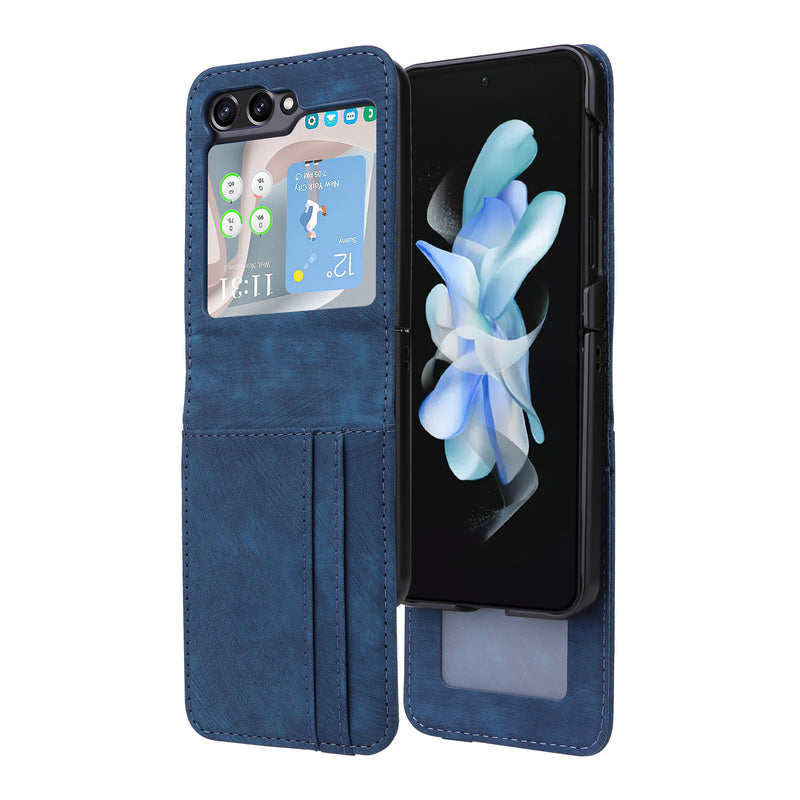 Flip Cover for Samsung Galaxy Z Flip5 PU Leather Phone Case [RFID Blocking] With Hand Strap