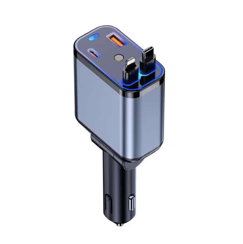 Phones 4 in 1 Retractable Car Charger with 120W USB C Car Fast Charger