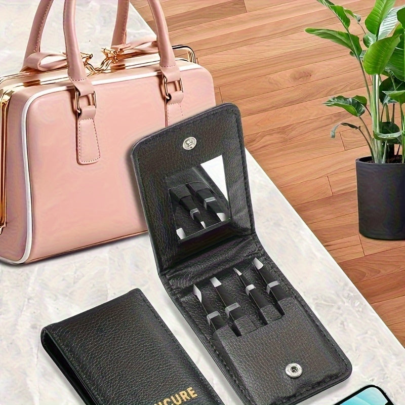 4-Piece Black Stainless Steel Tweezers Set – Precision for Lashes & Brows