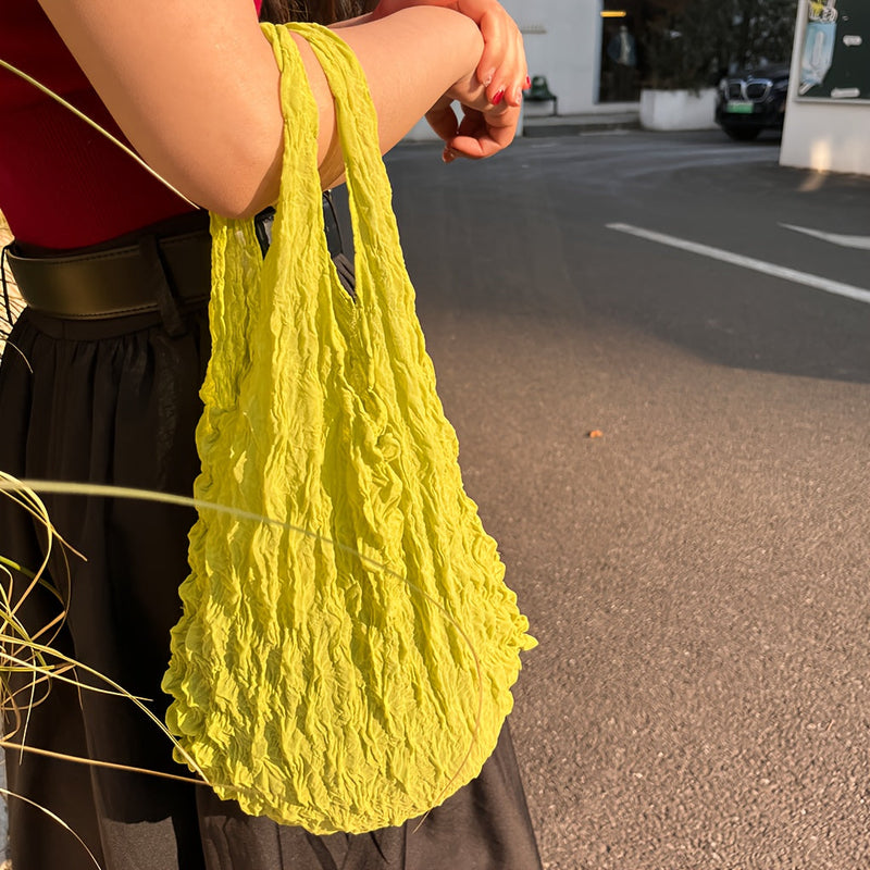 Heavy-Duty Expandable Shopping Bag – Folds to Palm Size-Green color