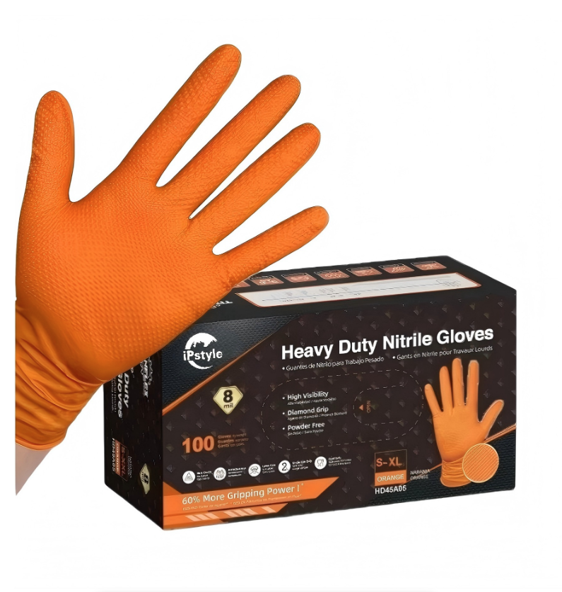 Heavy Duty Disposable Nitrile Gloves 8Mil Extra Thick Mechanic Glove with Textured Grip Antislip Safety