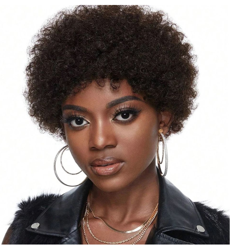 IPSTYLE Human Hair Short Wig Full Machine Made Wig Natural Looking Replacement Wig