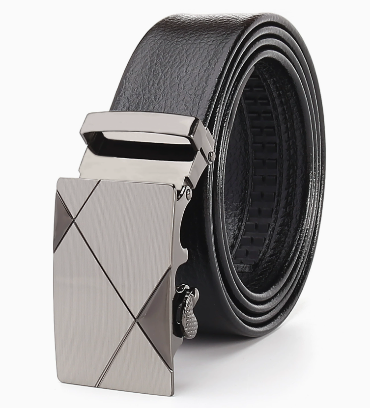 Automatic Belt Alloy Buckle Ratchet Belt for Men Genuine Leather Belt
