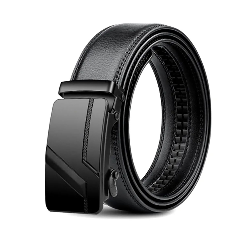 Men's Belt 120cm Luxury Belt, Black Men's Automatic Buckle Jeans Suit Belt