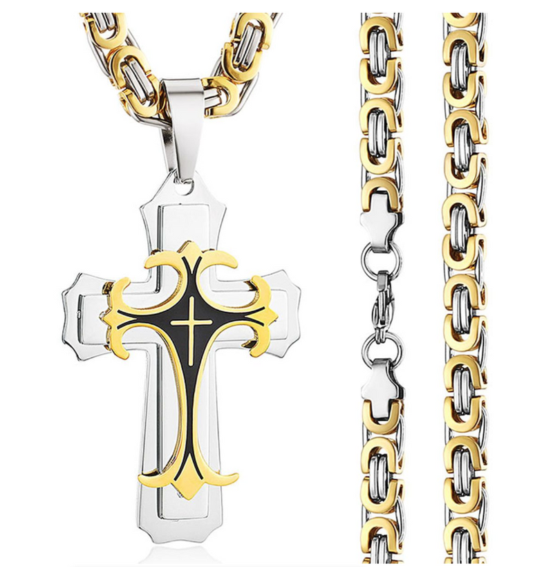 Cross Necklace Multi-layers Stainless Steel Cross Pendants Necklaces