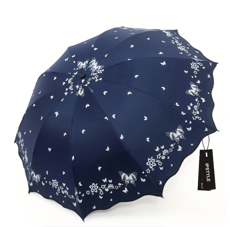 Sunny Rainy Days Umbrella Butterfly Print Umbrella Windproof UV Protection