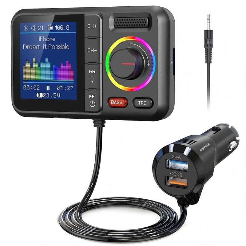 IPSTYLE FM Transmitter for Car, Wireless Car Bluetooth V5.0 Adapter