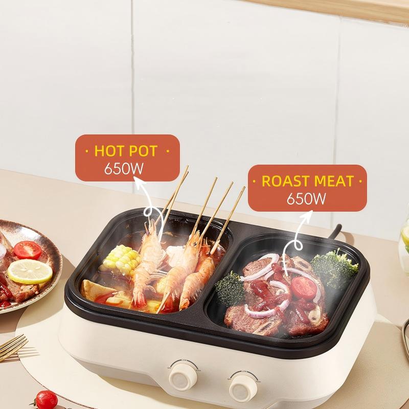 Electric Hot Pot Grill Cooker Household Multi-Cooker Non-Stick Cooking Pot
