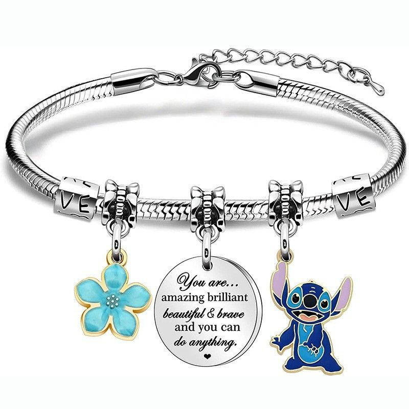 Stainless Steel Stitch Girl's Bracelet Charm Bracelet