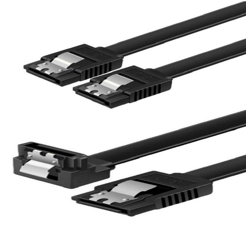 2PCS 50CM Elobw & Straight SATA High Speed 6.0 Gbps Cable Locking Latch