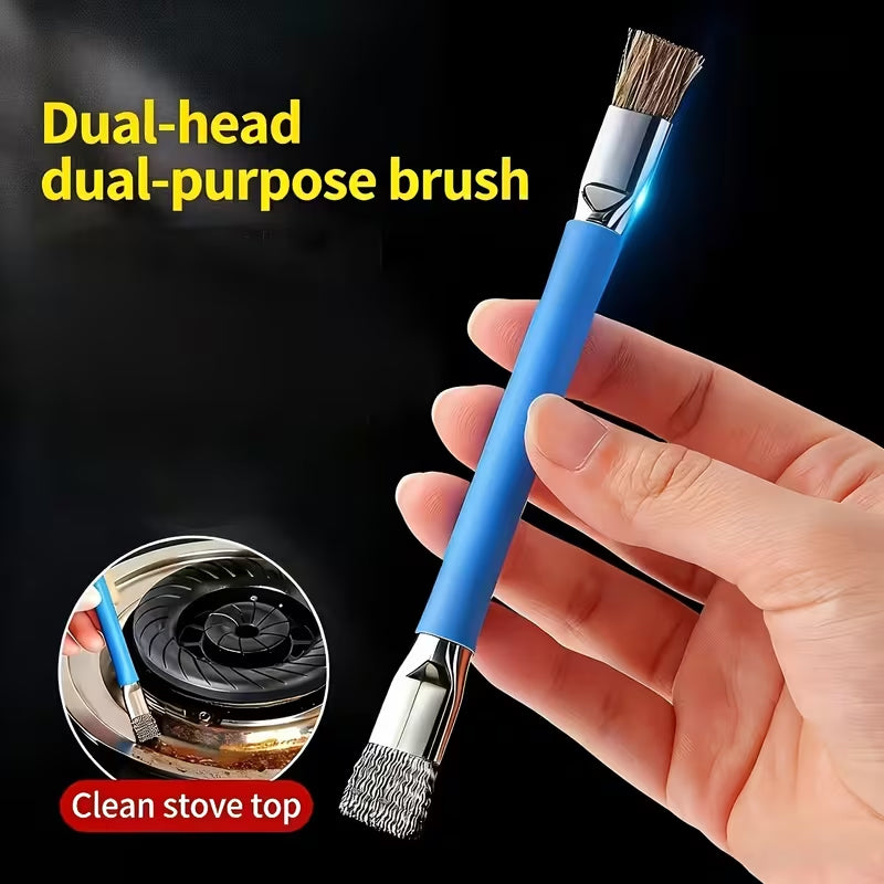 Dual-Head Stainless Steel Cleaning Brush, Multi-Purpose Stove & Gap Cleaner - 1 Piece