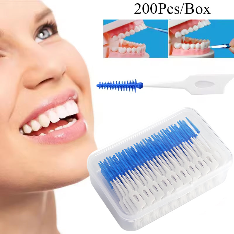 Mint Flavored Interdental Brushes, Soft Gel Dental Floss Picks For Plaque Removal