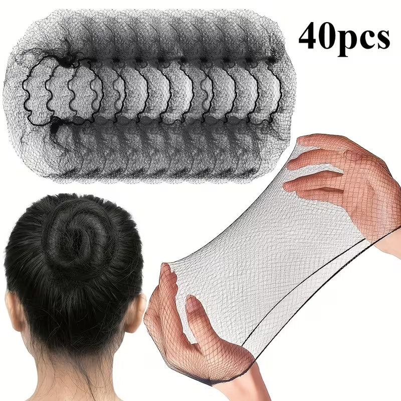 Elastic Invisible Hair Nets, Stretch Bun Hair Cover For Woman - 40 Piece 20-Inch