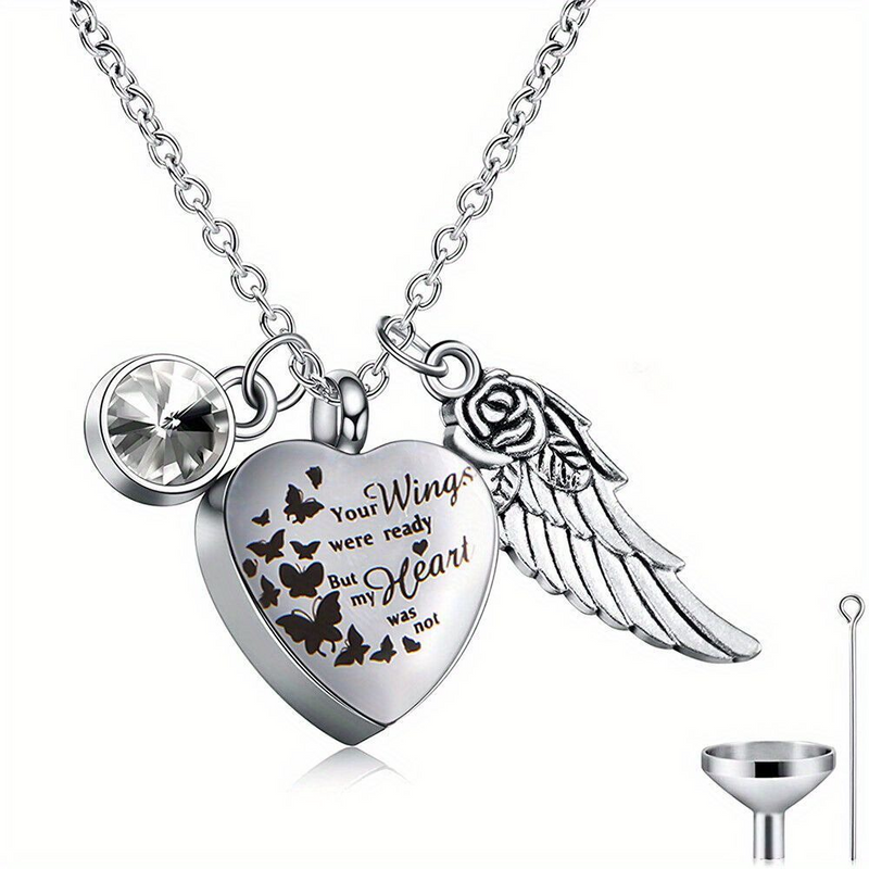 Necklace Angel Heart Wings Ashes Keepsake Cremation Memorial Urn For Gift