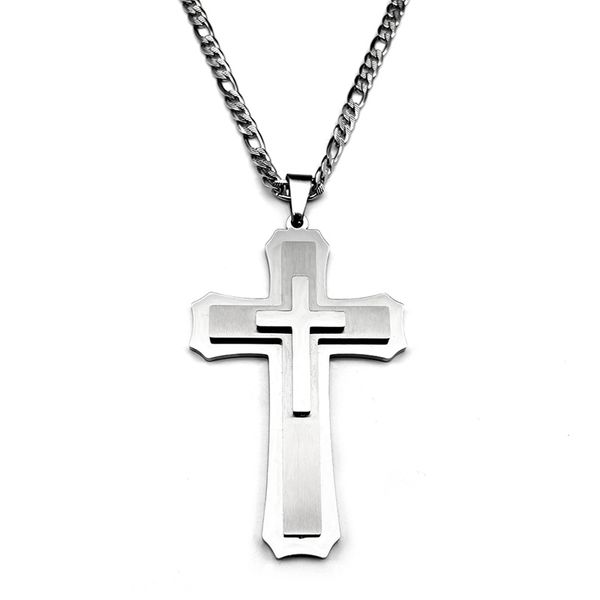 Big Jesus Christian Cross Pendant Necklace for Men Woman Stainless Steel