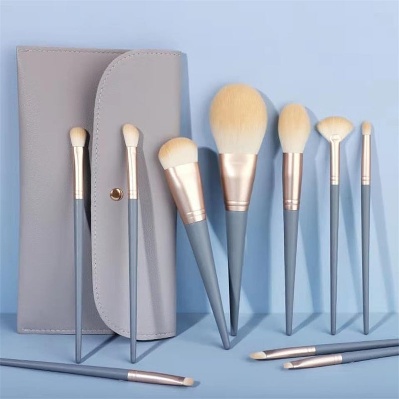 10-Piece Makeup Brush Set – Soft Synthetic Face & Eye Brushes with Travel Pouch