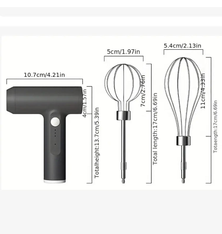 Portable 3-Speed Wireless Electric Hand Mixer, Egg Beater for Baking Dough