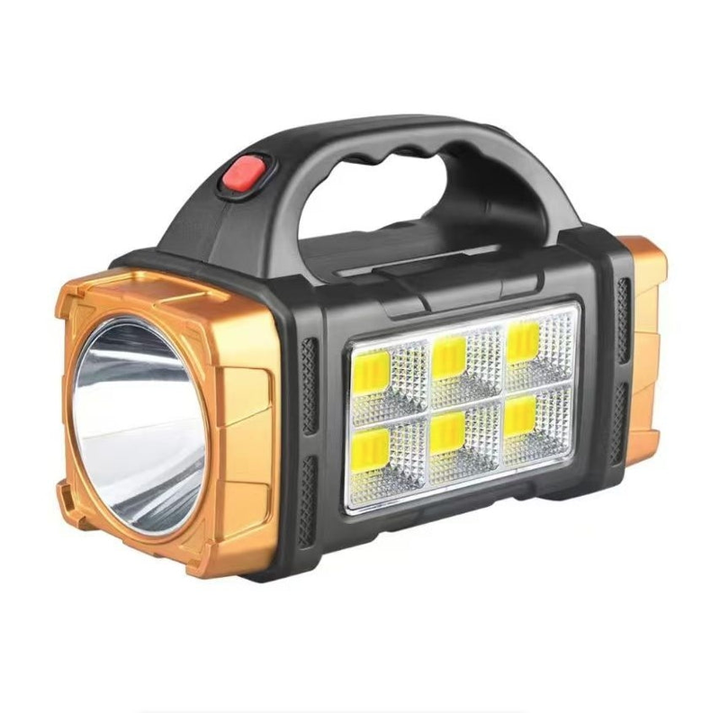 LED Flashlight USB+Solar Rechargeable Flashlight COB Outdoor Camping
