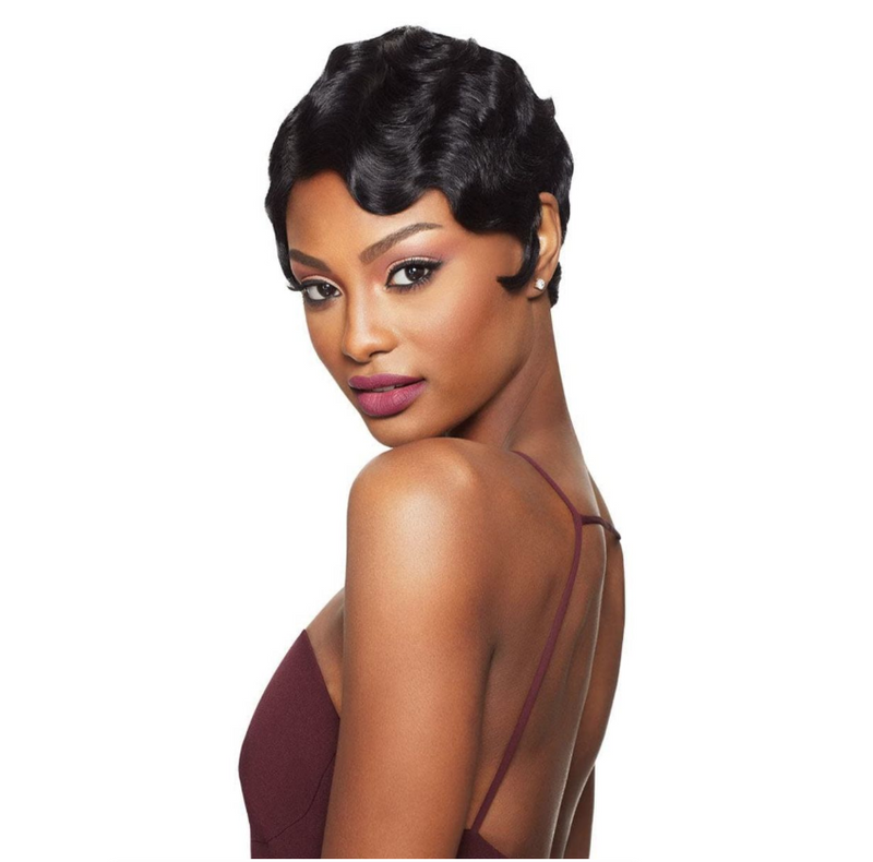 Short Finger Wave Wig Human Hair Wig For Woman Brown Short Ocean Wave Wig
