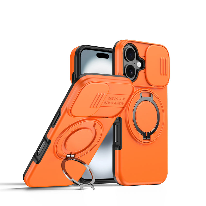 360 Ring Kickstand Hybrid Armor Case Compatible for iPhone 17 Pro Max Slid Camera Lens Protect