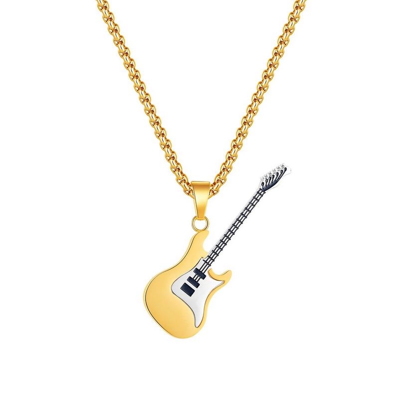 Men's Necklace - Musical Based Rock Hip Hop Electric Guitar Bass Necklace