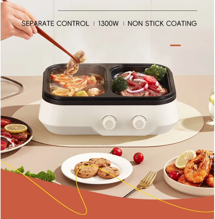 Electric Hot Pot Grill Cooker Household Multi-Cooker Non-Stick Cooking Pot