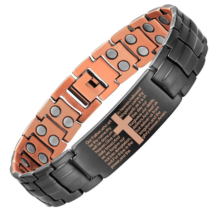 Ultra Strength Magnetic Copper Mens Cross Bracelets