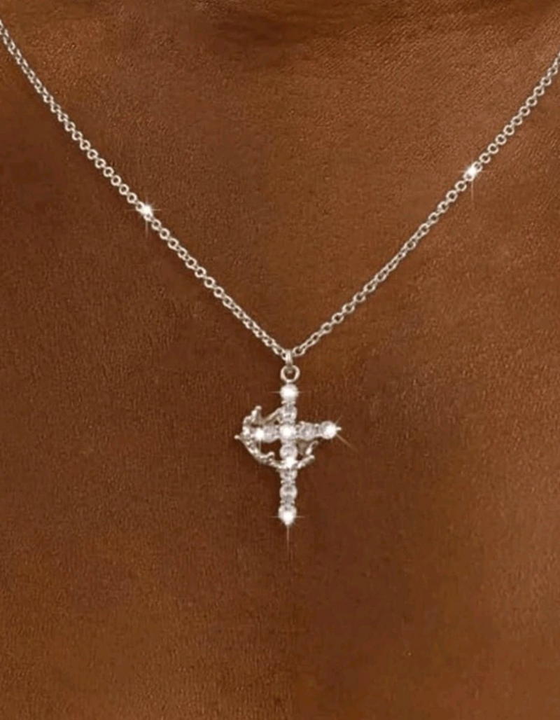 IPSTYLE Crown Pendant Cross Necklace - Popular with Chain