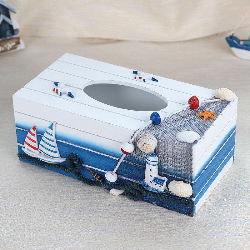 Mediterranean Modern Wooden Napkin Box Creative Sailing Box