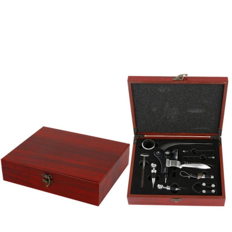 Vineyard Shaped Wine Opener -Set of Wooden / Leather Boxes