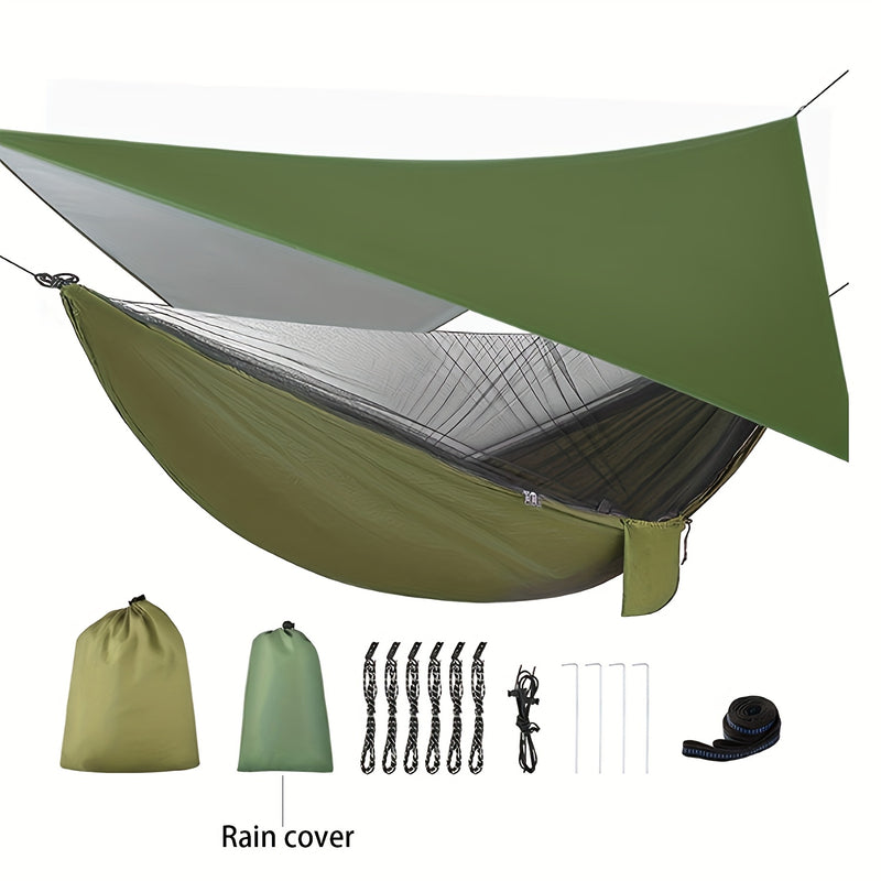Camping Hammock with Mosquito Net & Rain Fly, 440lbs Portable Hammock for Outdoor Hiking