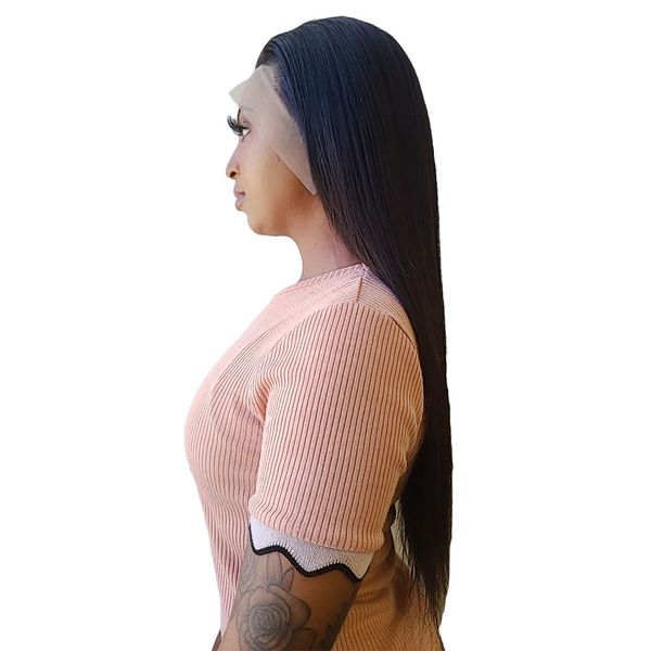 Brazilian/Peruvian Virgin Hair Straight Frontal Wig 22inch Black