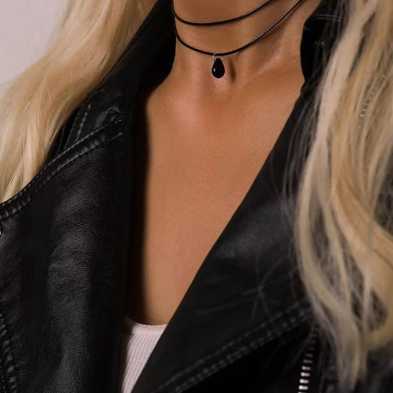 Layered Black Choker Necklace Gift for Woman