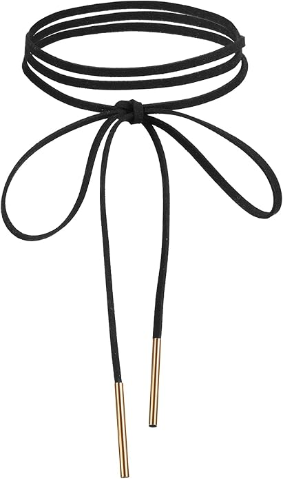 Black Choker Necklace for Woman, Gothic Bow Velvet Choker, Sexy Long Wrap Rope Collar Tie Neck