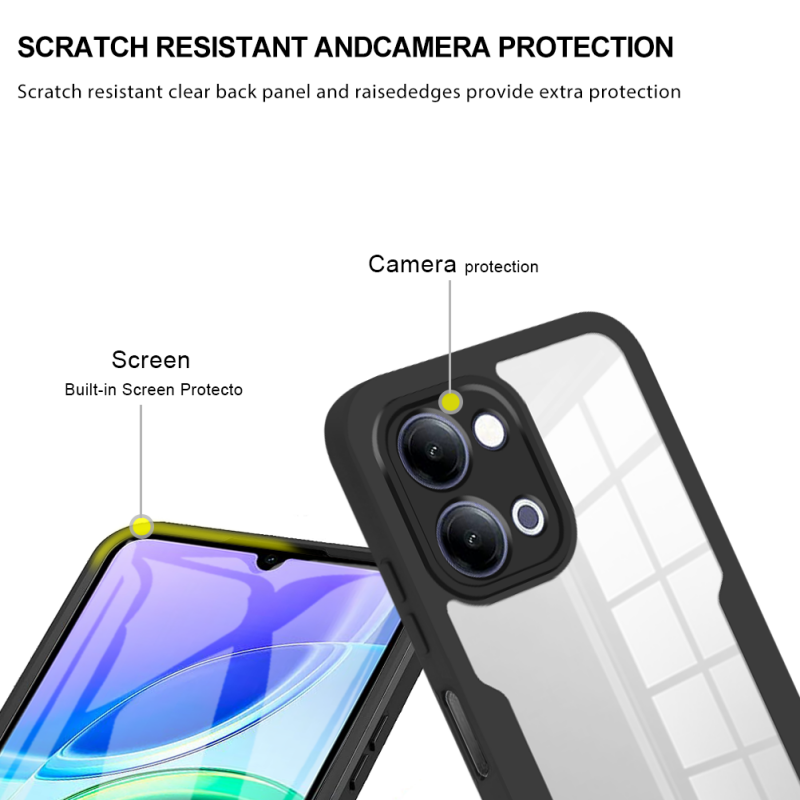 360 Full Protection Case for Vivo Y05 4G Cover Built-in Screen Protector